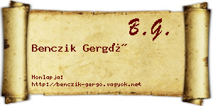 Benczik Gergő névjegykártya