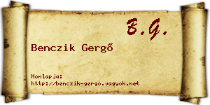 Benczik Gergő névjegykártya